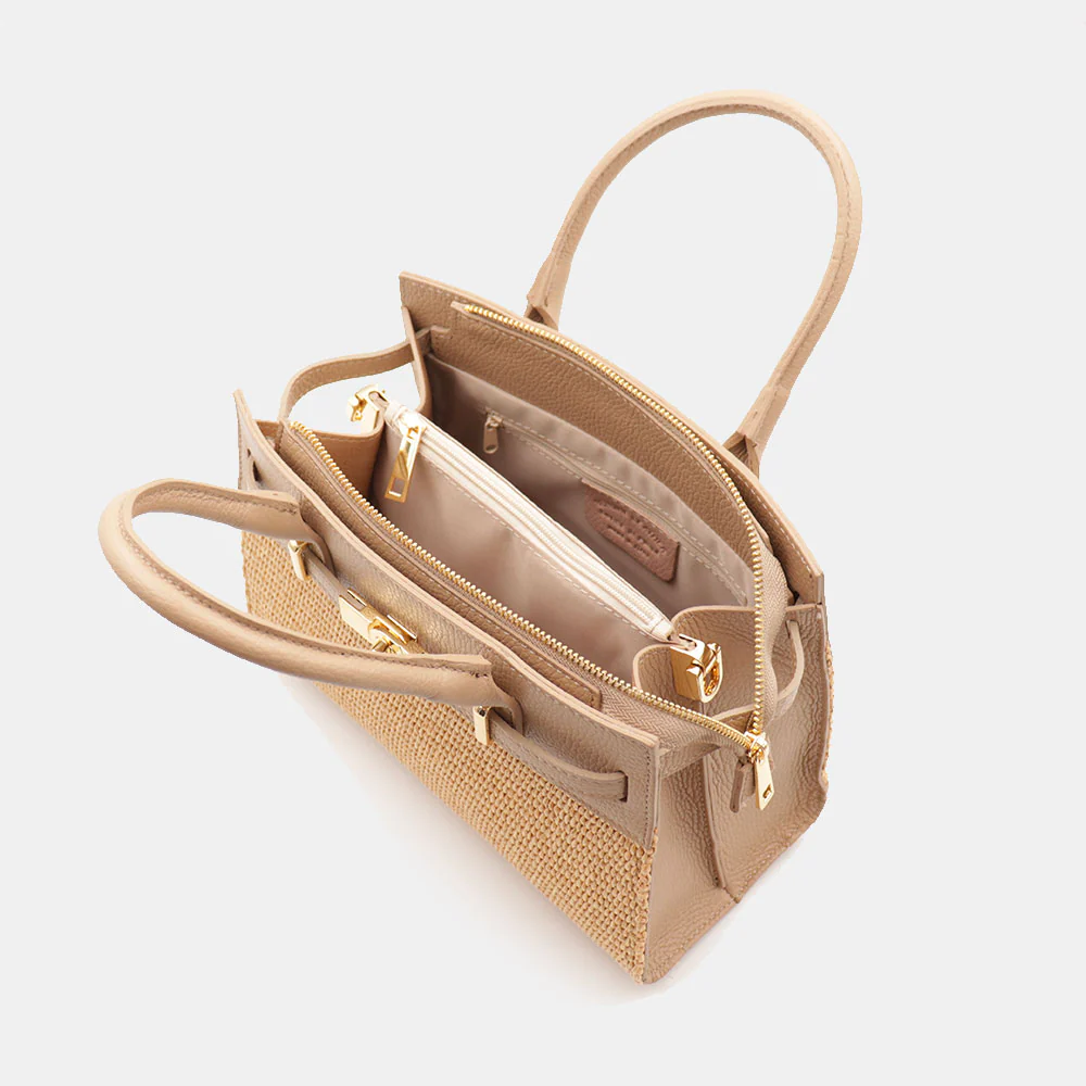 Borsa Donna a Mano VIAVERDI in Rafia e Pelle Beige Made in Italy linea Artimino - Image 10