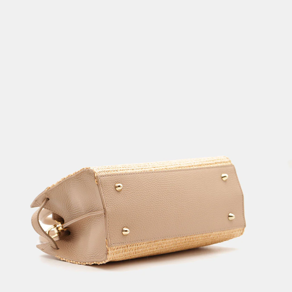 Borsa Donna a Mano VIAVERDI in Rafia e Pelle Beige Made in Italy linea Artimino - Image 12