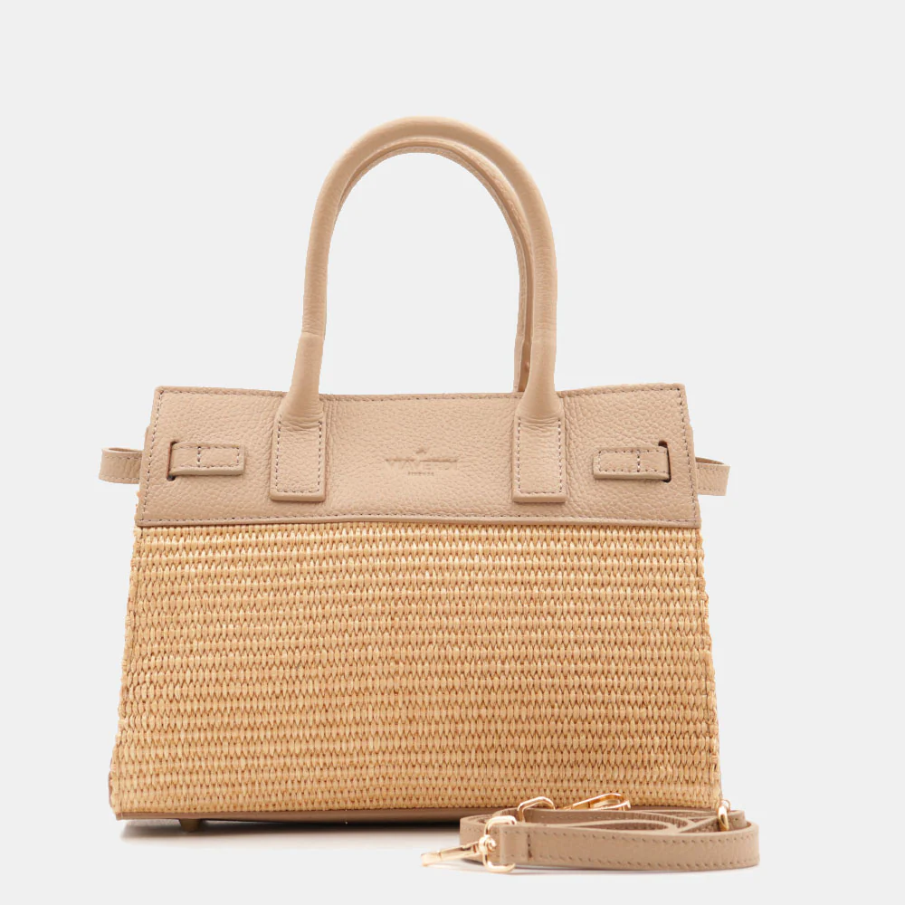 Borsa Donna a Mano VIAVERDI in Rafia e Pelle Beige Made in Italy linea Artimino - Image 6