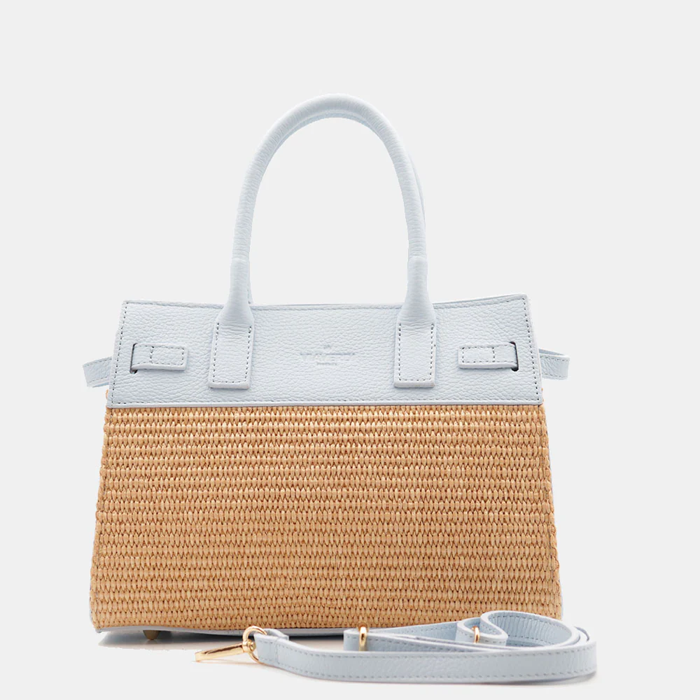 Borsa Donna a Mano VIAVERDI in Rafia e Pelle Celeste Made in Italy linea Artimino - Image 6