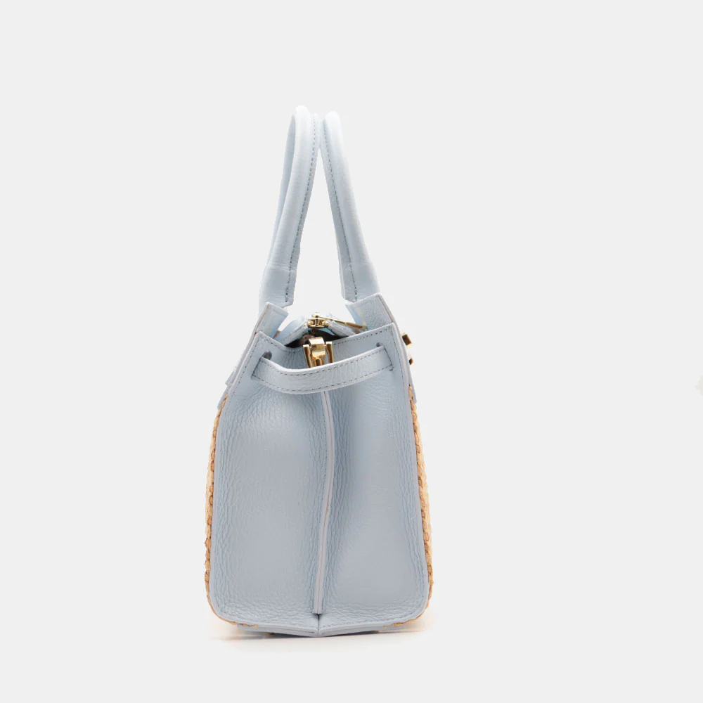 Borsa Donna a Mano VIAVERDI in Rafia e Pelle Celeste Made in Italy linea Artimino - Image 8