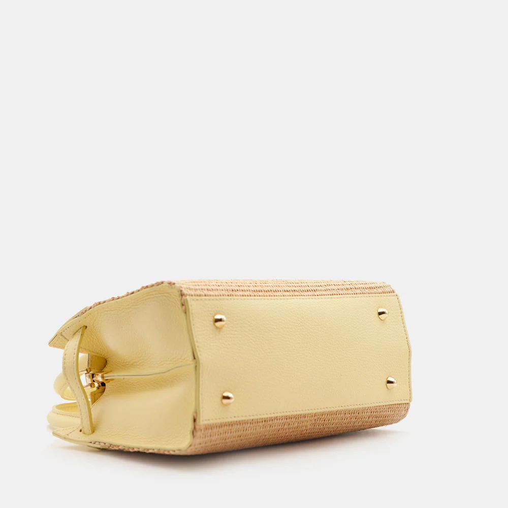 Borsa Donna a Mano VIAVERDI in Rafia e Pelle Gialla Made in Italy linea Artimino - Image 11