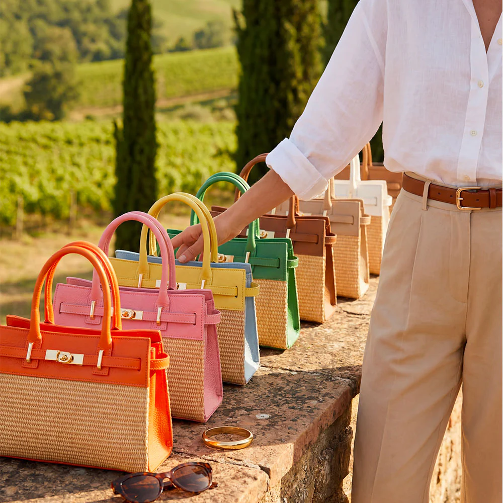Borsa Donna a Mano VIAVERDI in Rafia e Pelle Bianca Made in Italy linea Artimino - Image 13