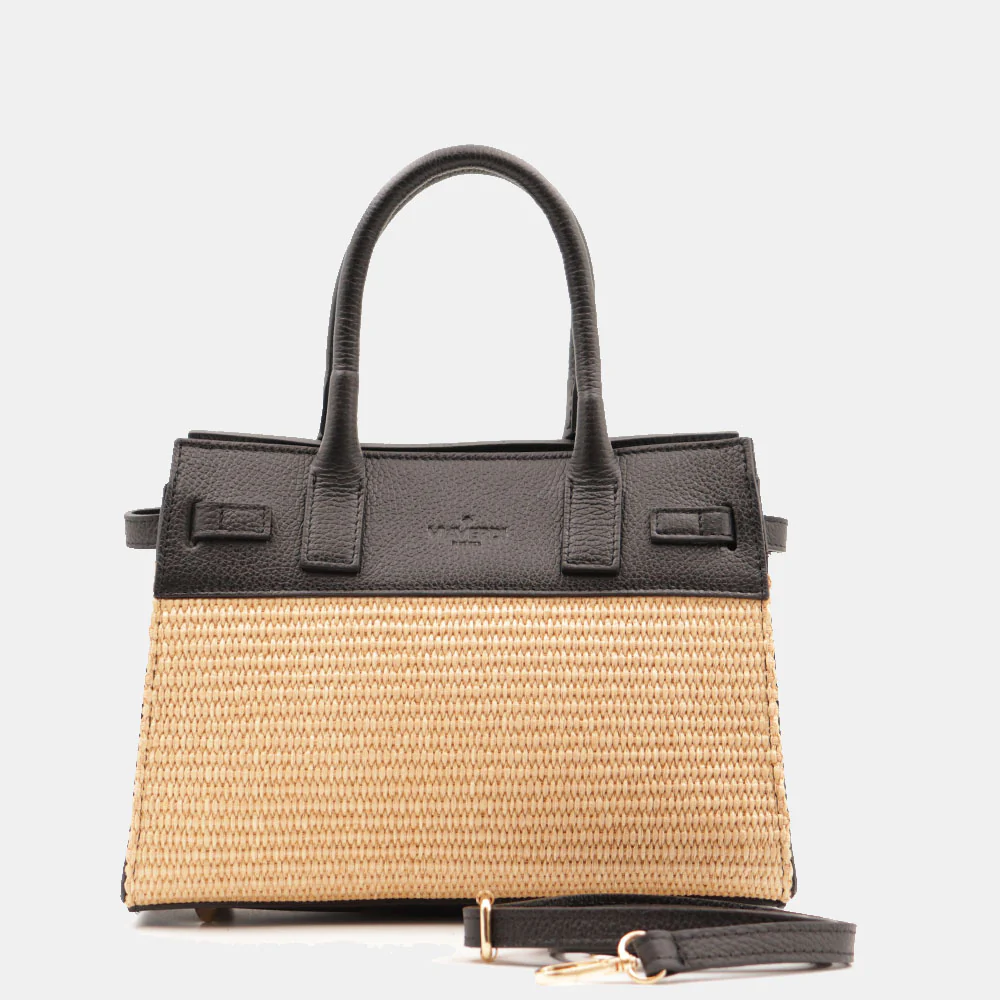 Borsa Donna a Mano VIAVERDI in Rafia e Pelle Nera Made in Italy linea Artimino - Image 5