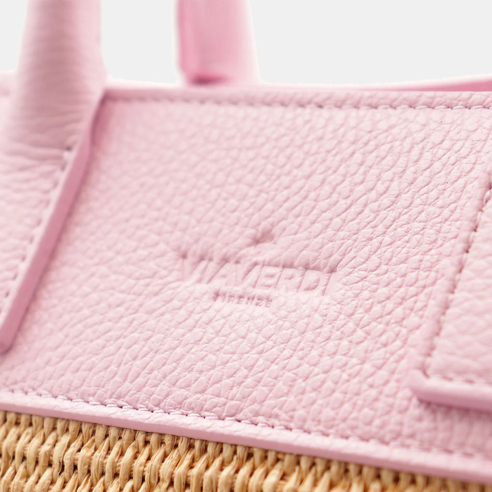 Borsa Donna a Mano VIAVERDI in Rafia e Pelle Rosa Made in Italy linea Artimino - Image 10
