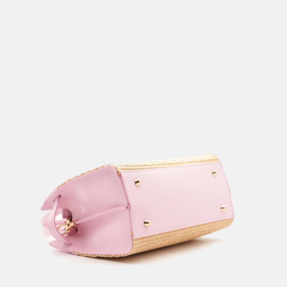 Borsa Donna a Mano VIAVERDI in Rafia e Pelle Rosa Made in Italy linea Artimino - Image 11