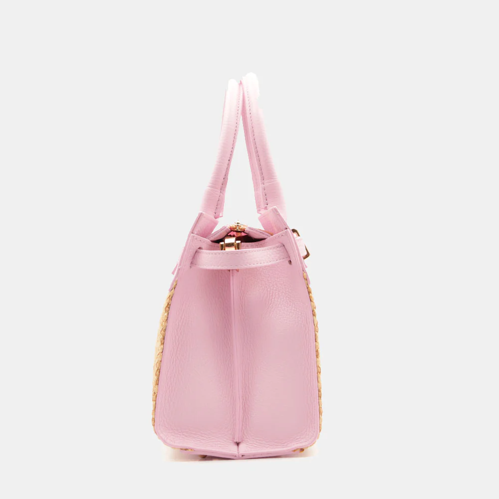 Borsa Donna a Mano VIAVERDI in Rafia e Pelle Rosa Made in Italy linea Artimino - Image 7