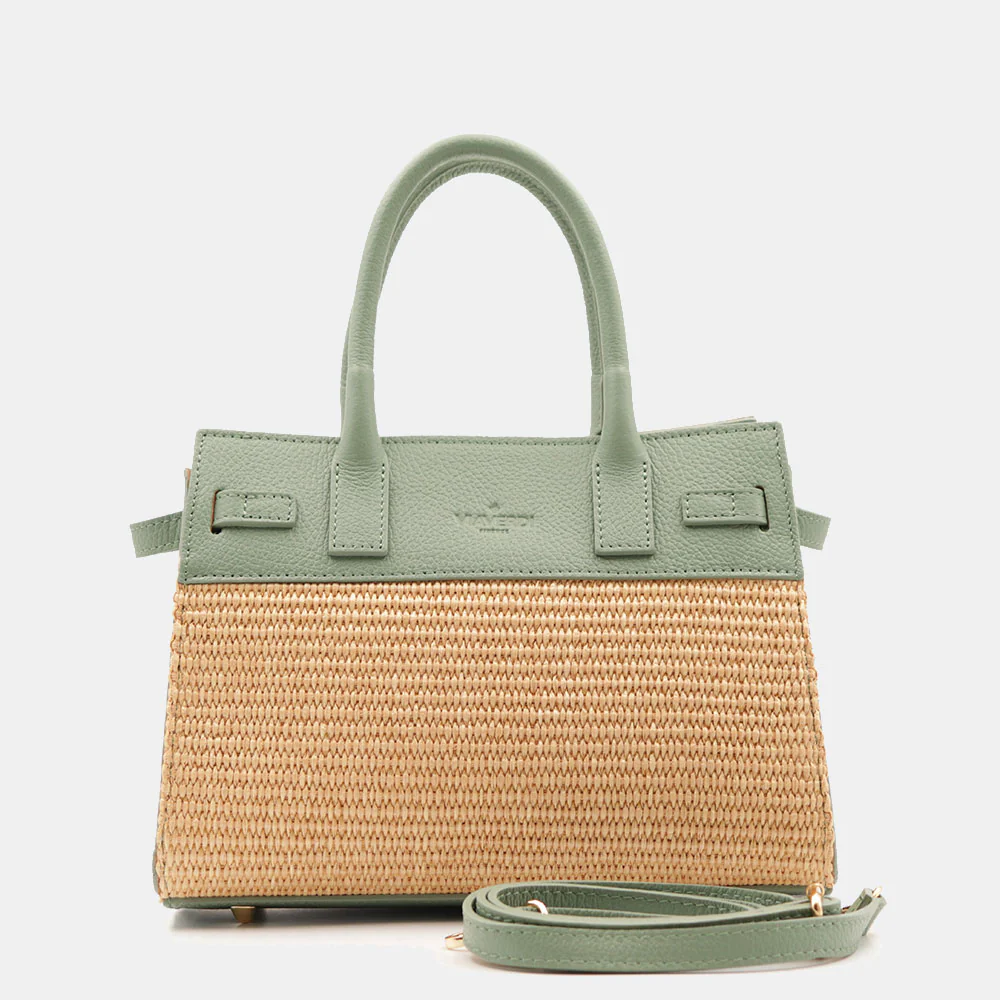 Borsa Donna a Mano VIAVERDI in Rafia e Pelle Verde Menta Made in Italy linea Artimino - Image 7