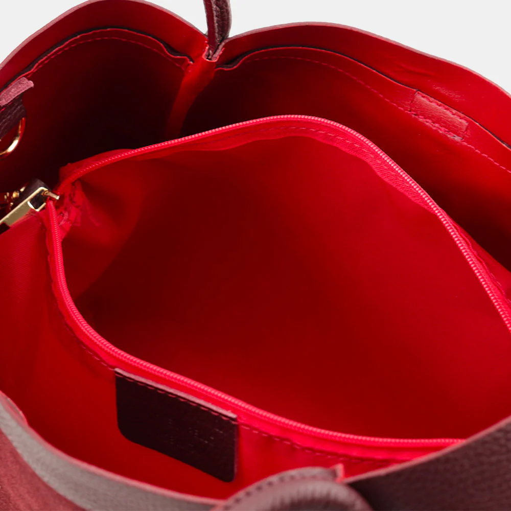 Borsa Donna a Spalla VIAVERDI in Camoscio e Pelle Bordeaux Made in Italy linea Cortona - Image 9