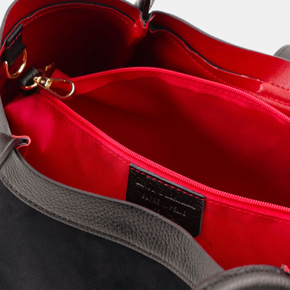 Borsa Donna a Spalla VIAVERDI in Camoscio e Pelle Nera Made in Italy linea Cortona - Image 11