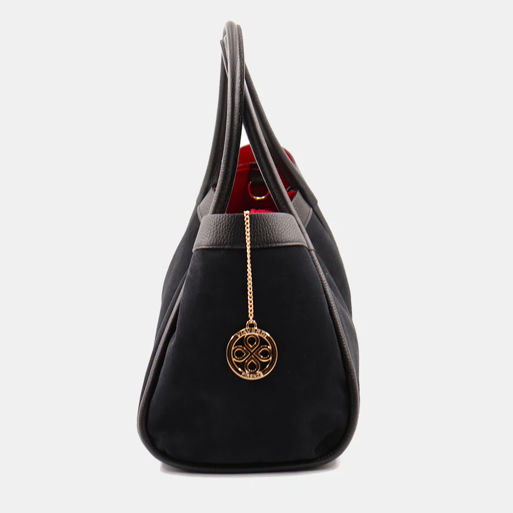 Borsa Donna a Spalla VIAVERDI in Camoscio e Pelle Nera Made in Italy linea Cortona - Image 8