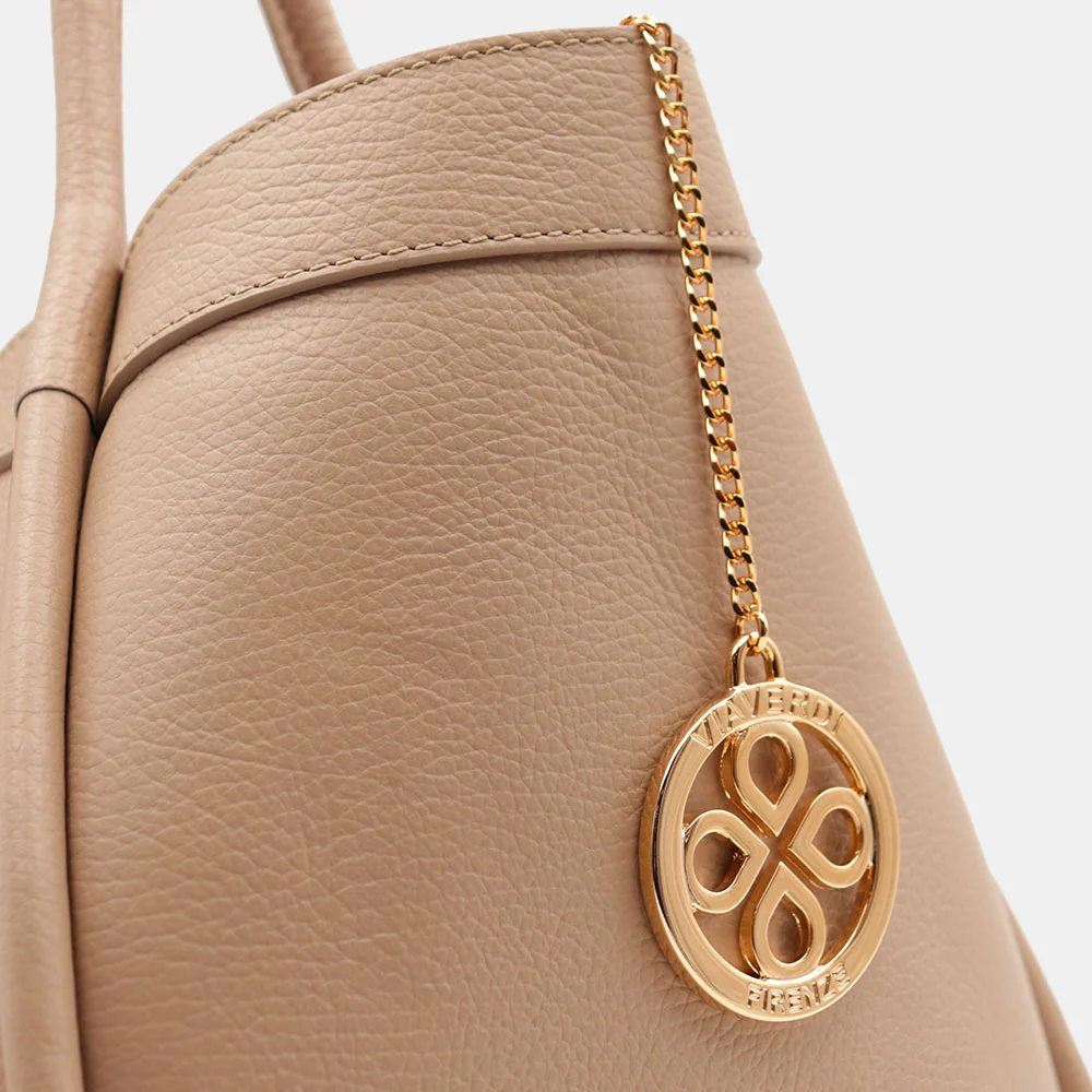 Borsa Donna a Spalla VIAVERDI in Pelle Beige Made in Italy linea Cortona - Image 12