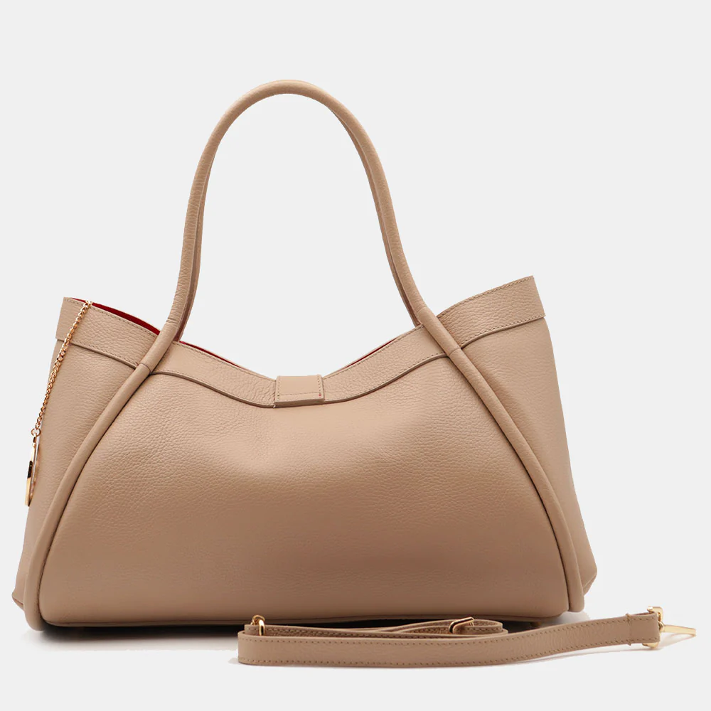 Borsa Donna a Spalla VIAVERDI in Pelle Beige Made in Italy linea Cortona - Image 6