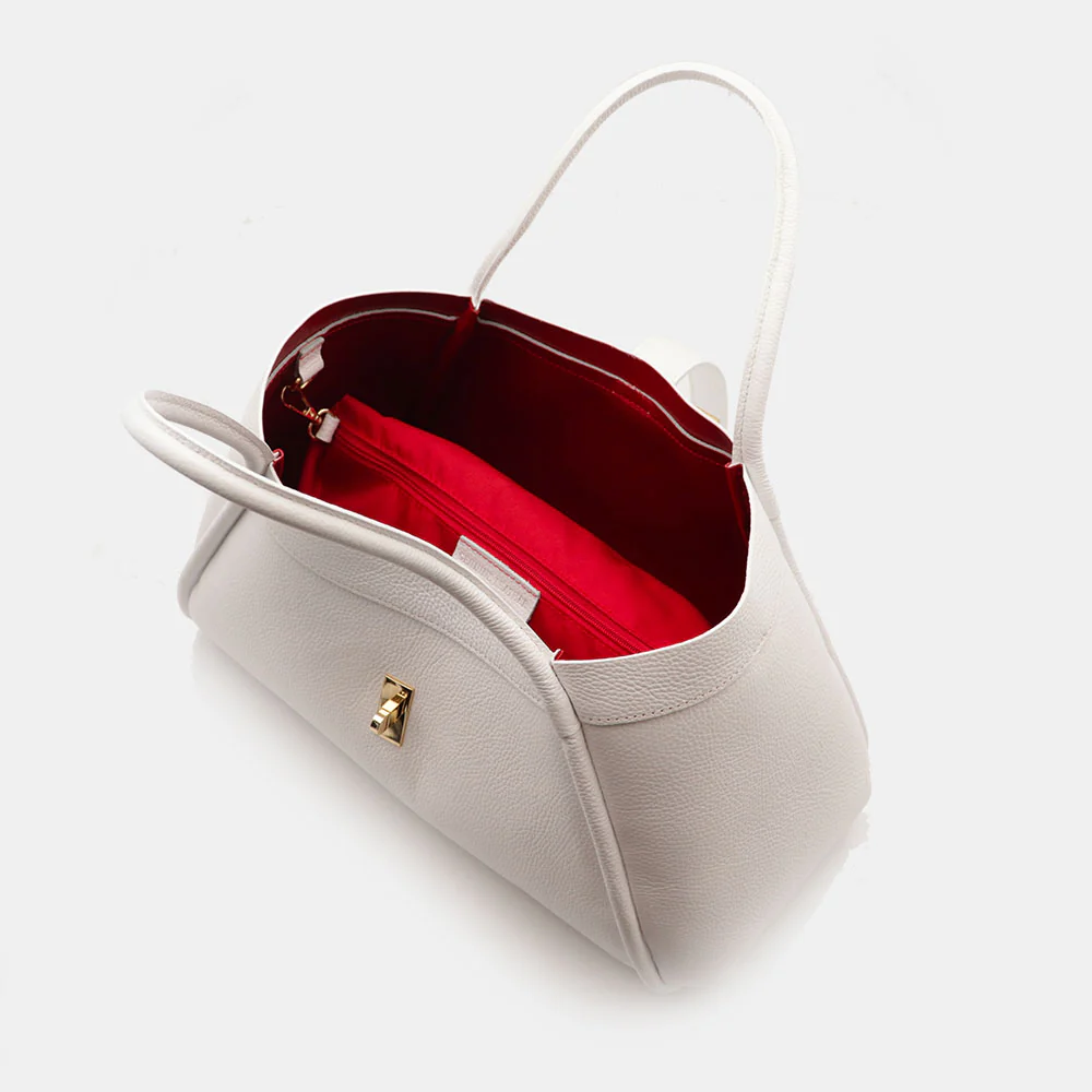 Borsa Donna a Spalla VIAVERDI in Pelle Bianca Chiaro Made in Italy linea Cortona - Image 11