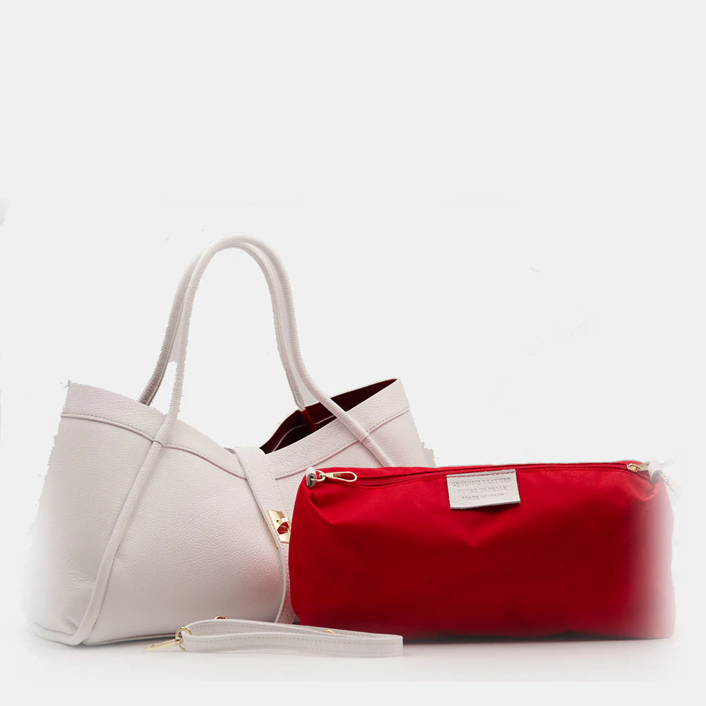 Borsa Donna a Spalla VIAVERDI in Pelle Bianca Chiaro Made in Italy linea Cortona - Image 12