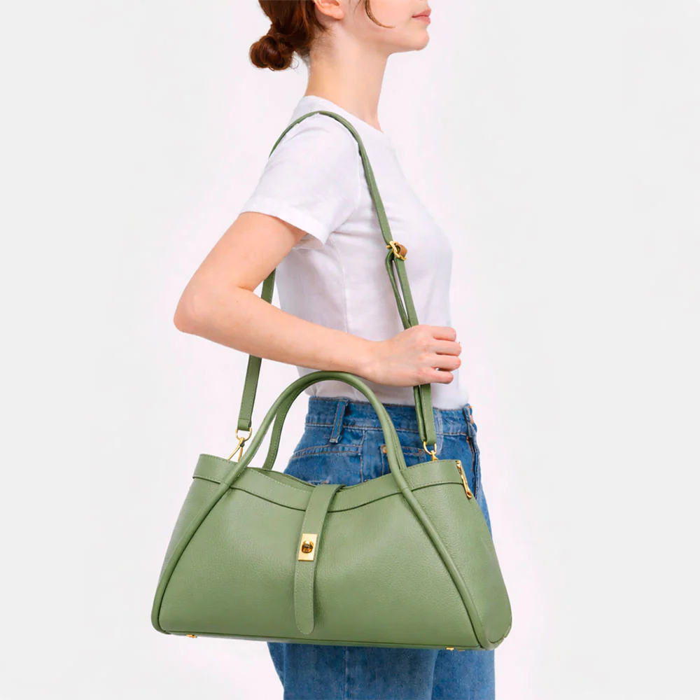 Borsa Donna a Spalla VIAVERDI in Pelle Bianca Chiaro Made in Italy linea Cortona - Image 13