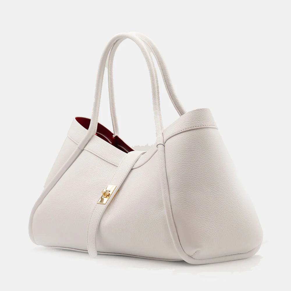 Borsa Donna a Spalla VIAVERDI in Pelle Bianca Chiaro Made in Italy linea Cortona - Image 3
