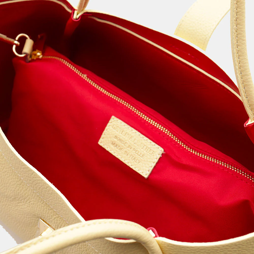 Borsa Donna a Spalla VIAVERDI in Pelle Gialla Chiaro Made in Italy linea Cortona - Image 5