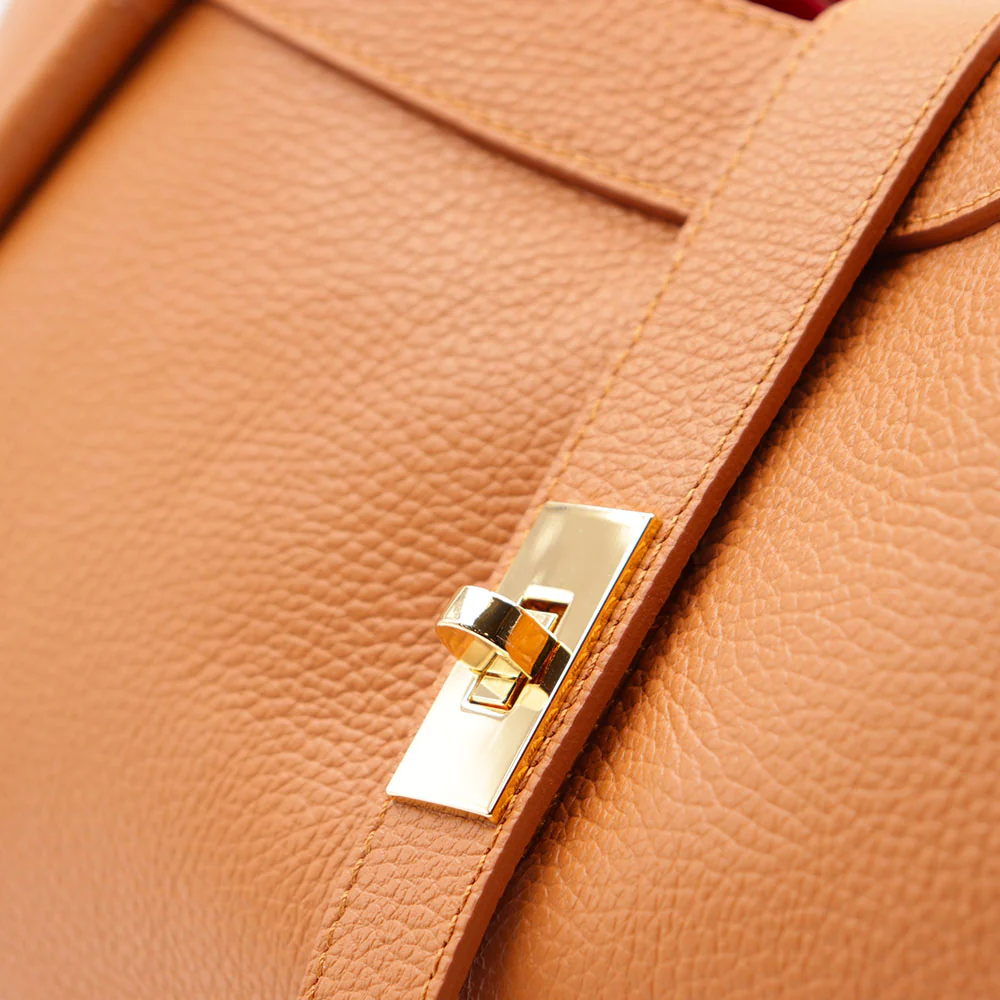 Borsa Donna a Spalla VIAVERDI in Pelle Marrone Chiaro Made in Italy linea Cortona - Image 11