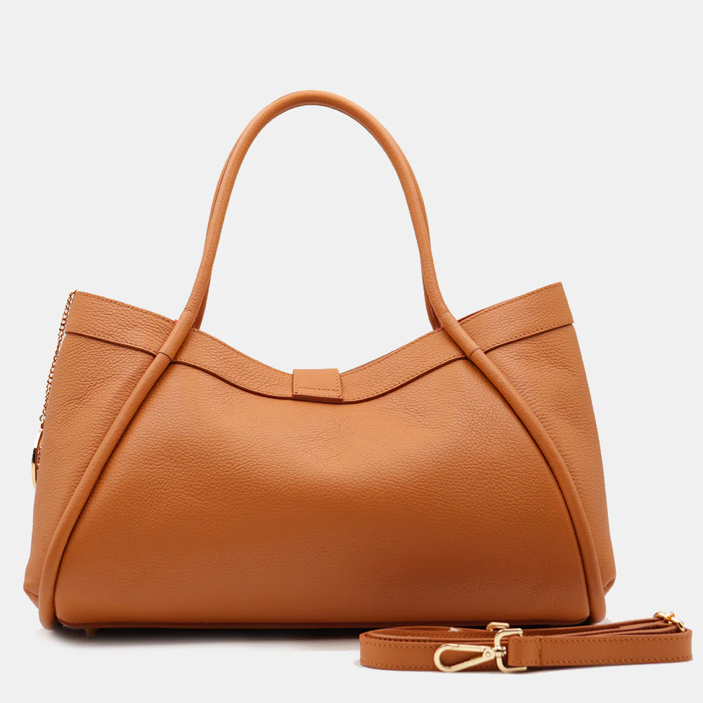 Borsa Donna a Spalla VIAVERDI in Pelle Marrone Chiaro Made in Italy linea Cortona - Image 7