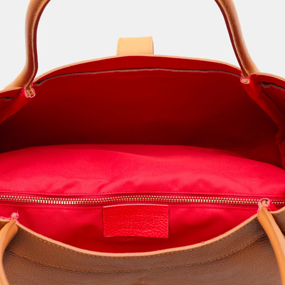Borsa Donna a Spalla VIAVERDI in Pelle Marrone Chiaro Made in Italy linea Cortona - Image 8