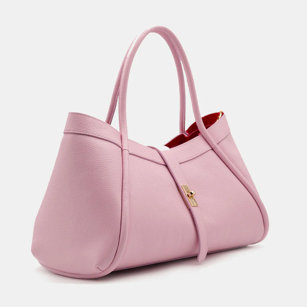 Borsa Donna a Spalla VIAVERDI in Pelle Rosa Made in Italy linea Cortona - Image 4