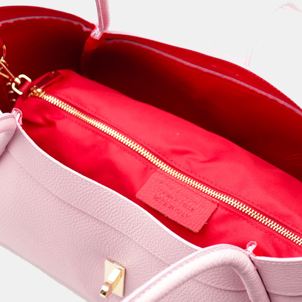 Borsa Donna a Spalla VIAVERDI in Pelle Rosa Made in Italy linea Cortona - Image 8