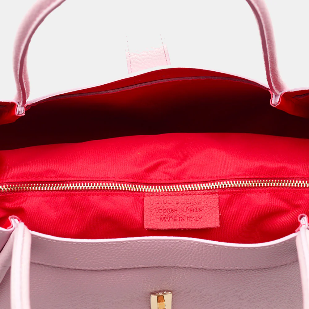 Borsa Donna a Spalla VIAVERDI in Pelle Rosa Made in Italy linea Cortona - Image 9