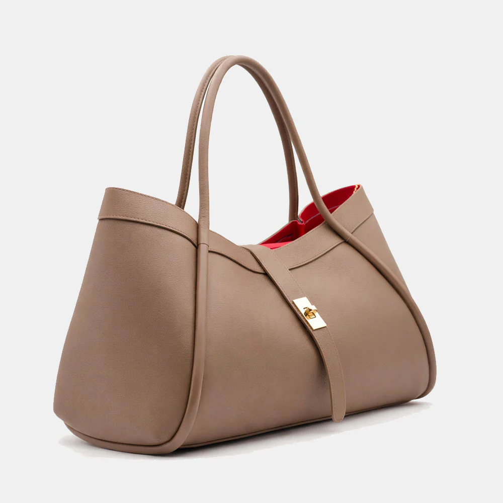 Borsa Donna a Spalla VIAVERDI in Pelle Taupe Chiaro Made in Italy linea Cortona - Image 5
