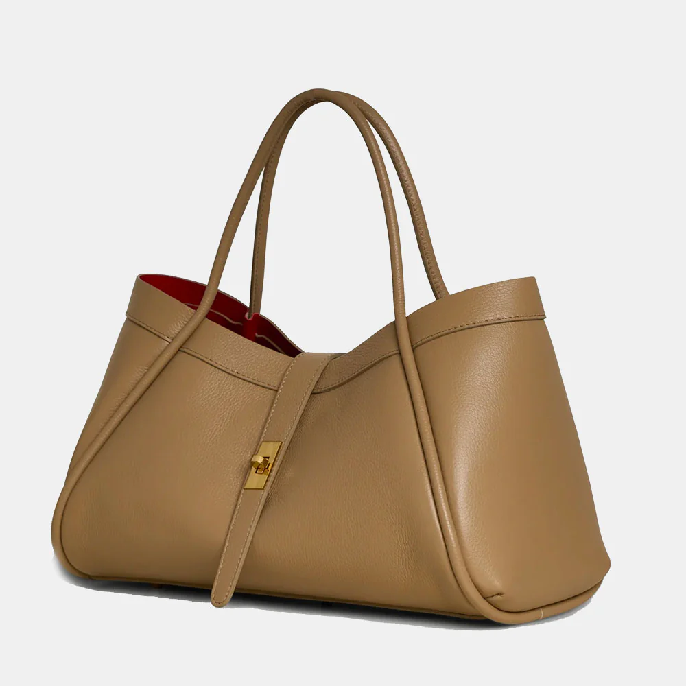 Borsa Donna a Spalla VIAVERDI in Pelle Taupe Made in Italy linea Cortona - Image 3