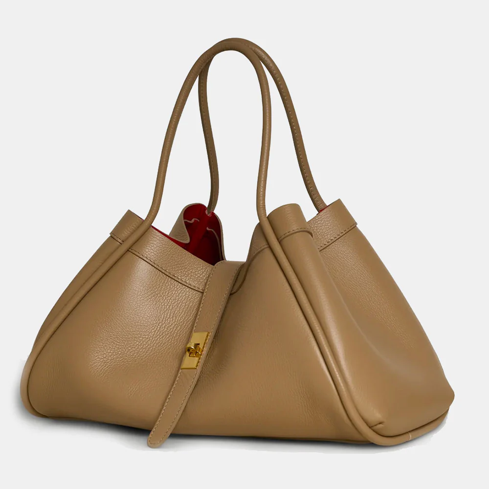 Borsa Donna a Spalla VIAVERDI in Pelle Taupe Made in Italy linea Cortona - Image 4
