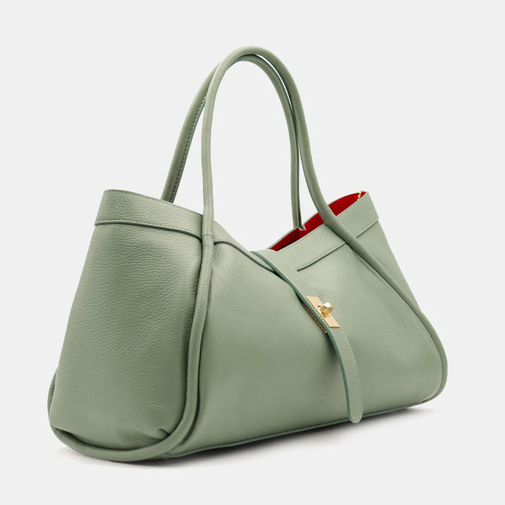 Borsa Donna a Spalla VIAVERDI in Pelle Verde Menta Made in Italy linea Cortona - Image 5