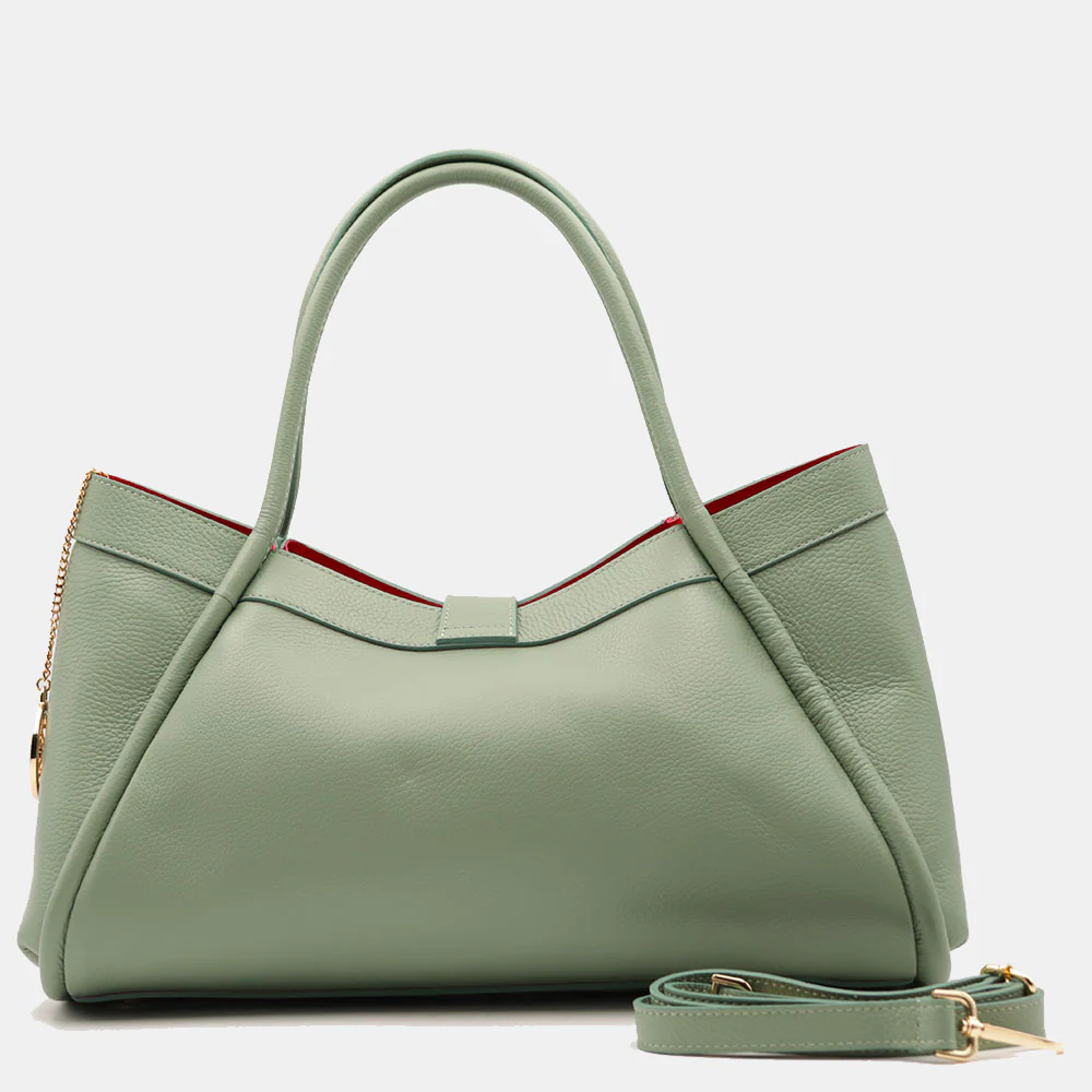 Borsa Donna a Spalla VIAVERDI in Pelle Verde Menta Made in Italy linea Cortona - Image 6