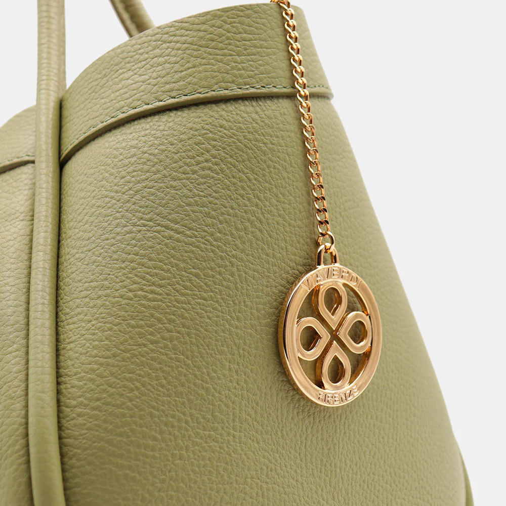Borsa Donna a Spalla VIAVERDI in Pelle Verde Salvia Made in Italy linea Cortona - Image 11