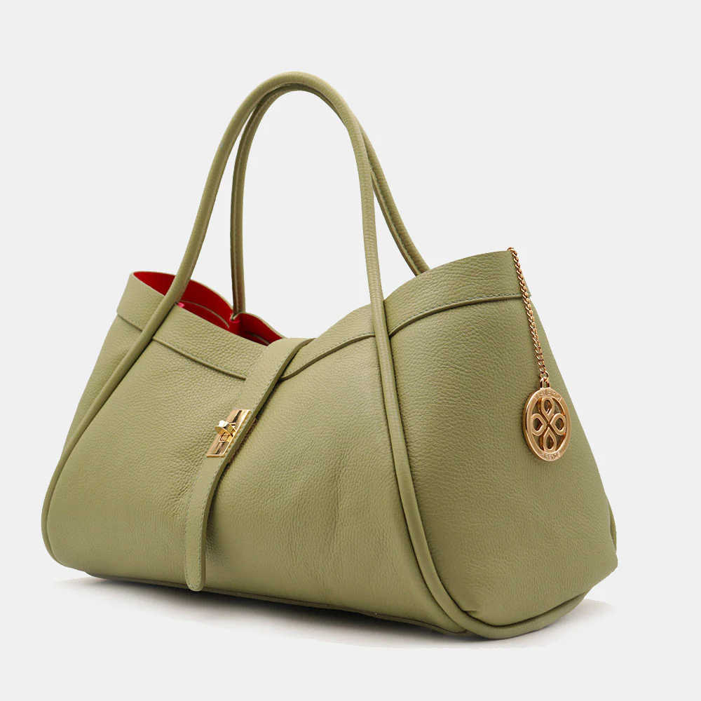 Borsa Donna a Spalla VIAVERDI in Pelle Verde Salvia Made in Italy linea Cortona - Image 3