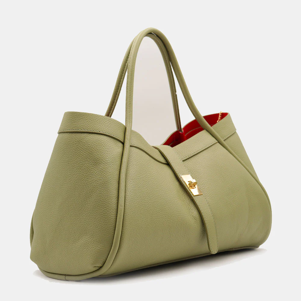 Borsa Donna a Spalla VIAVERDI in Pelle Verde Salvia Made in Italy linea Cortona - Image 5