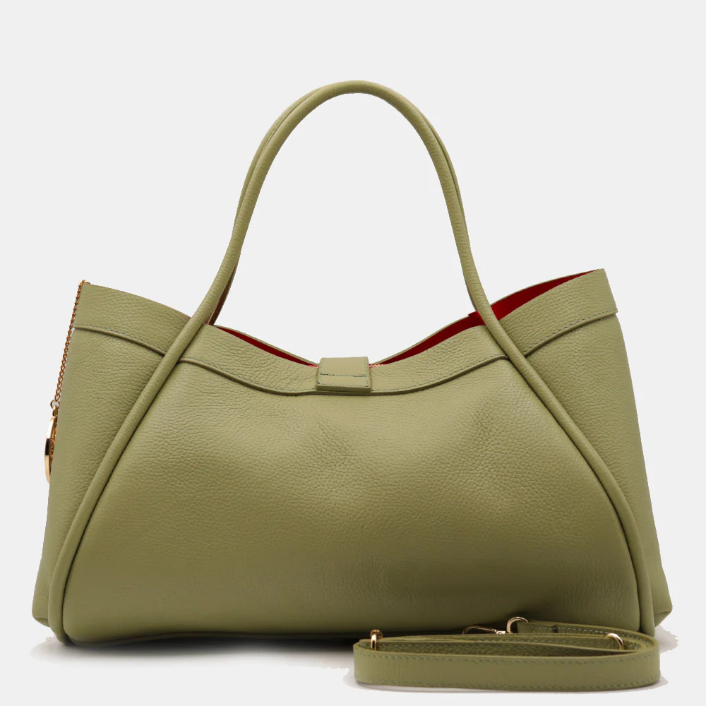 Borsa Donna a Spalla VIAVERDI in Pelle Verde Salvia Made in Italy linea Cortona - Image 7