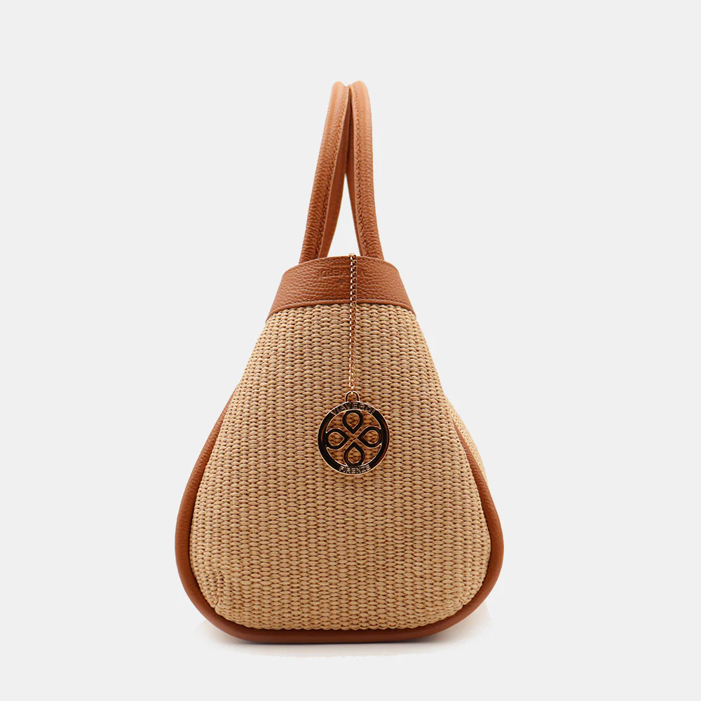 Borsa Donna a Spalla VIAVERDI in Rafia e Pelle Marrone Made in Italy linea Cortona - Image 12