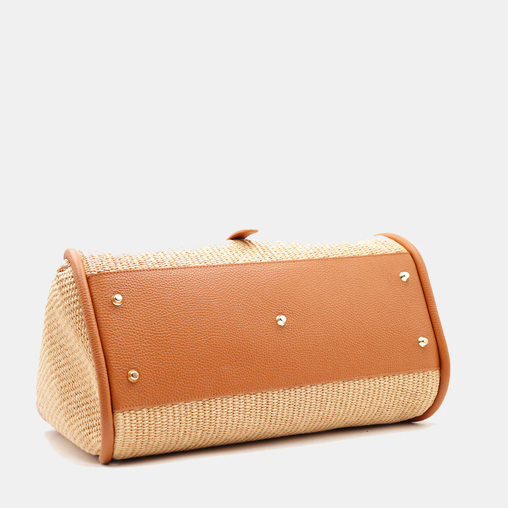 Borsa Donna a Spalla VIAVERDI in Rafia e Pelle Marrone Made in Italy linea Cortona - Image 14