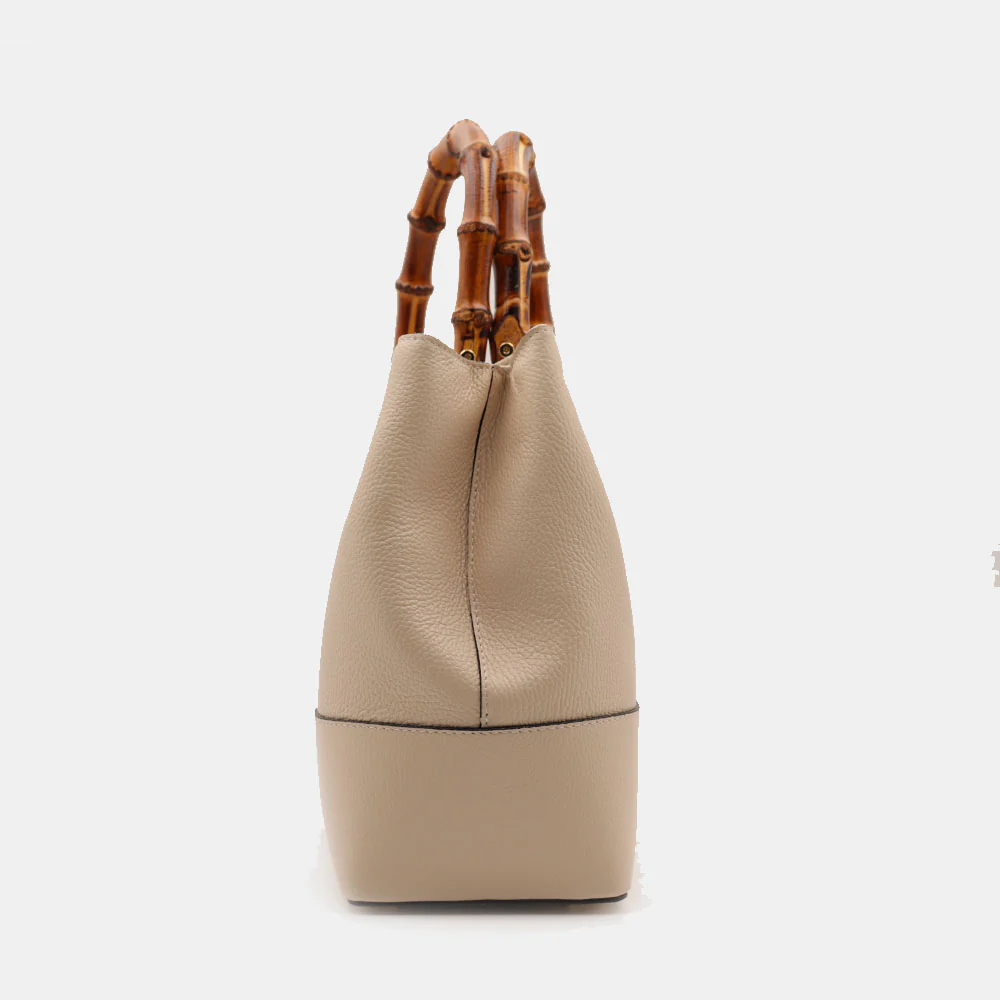 Borsa Grande a Mano VIAVERDI in Pelle Beige Chiaro Made in Italy linea Volterra - Image 8