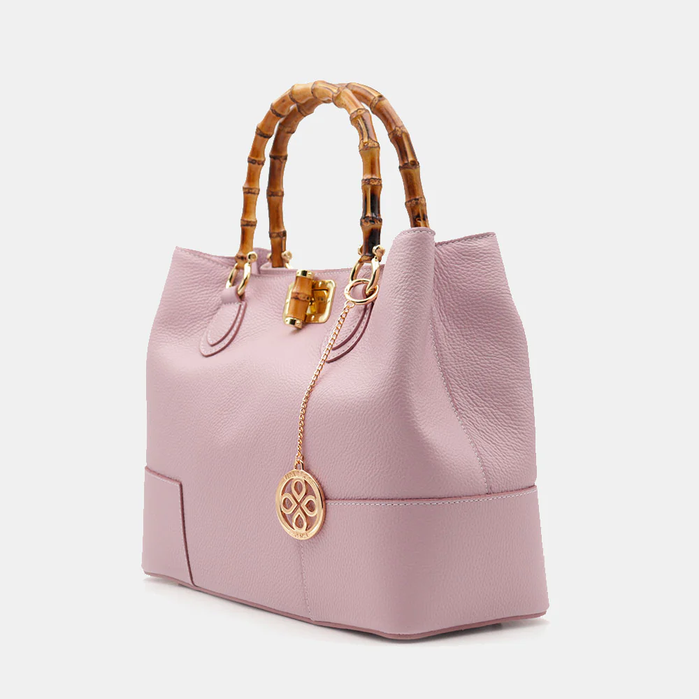 Borsa Grande a Mano VIAVERDI in Pelle Rosa Made in Italy linea Volterra - Image 3