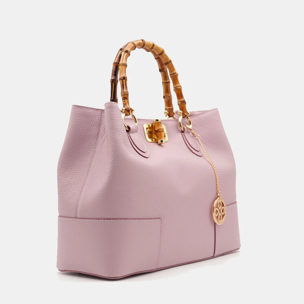 Borsa Grande a Mano VIAVERDI in Pelle Rosa Made in Italy linea Volterra - Image 5