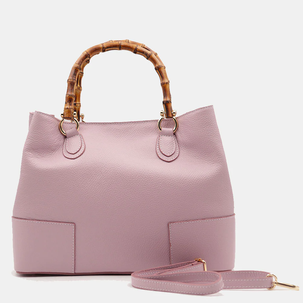 Borsa Grande a Mano VIAVERDI in Pelle Rosa Made in Italy linea Volterra - Image 6