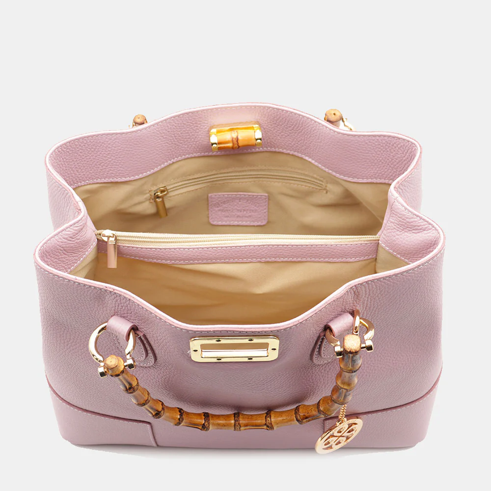 Borsa Grande a Mano VIAVERDI in Pelle Rosa Made in Italy linea Volterra - Image 8