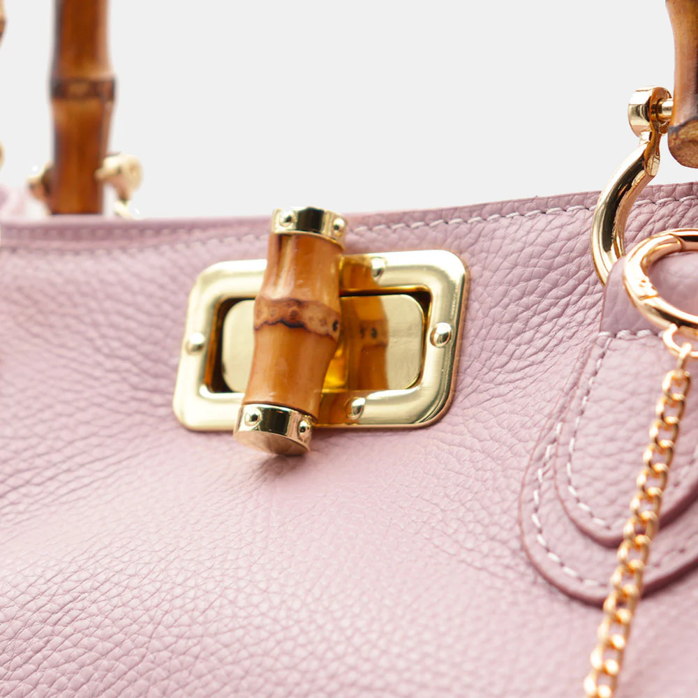 Borsa Grande a Mano VIAVERDI in Pelle Rosa Made in Italy linea Volterra - Image 9