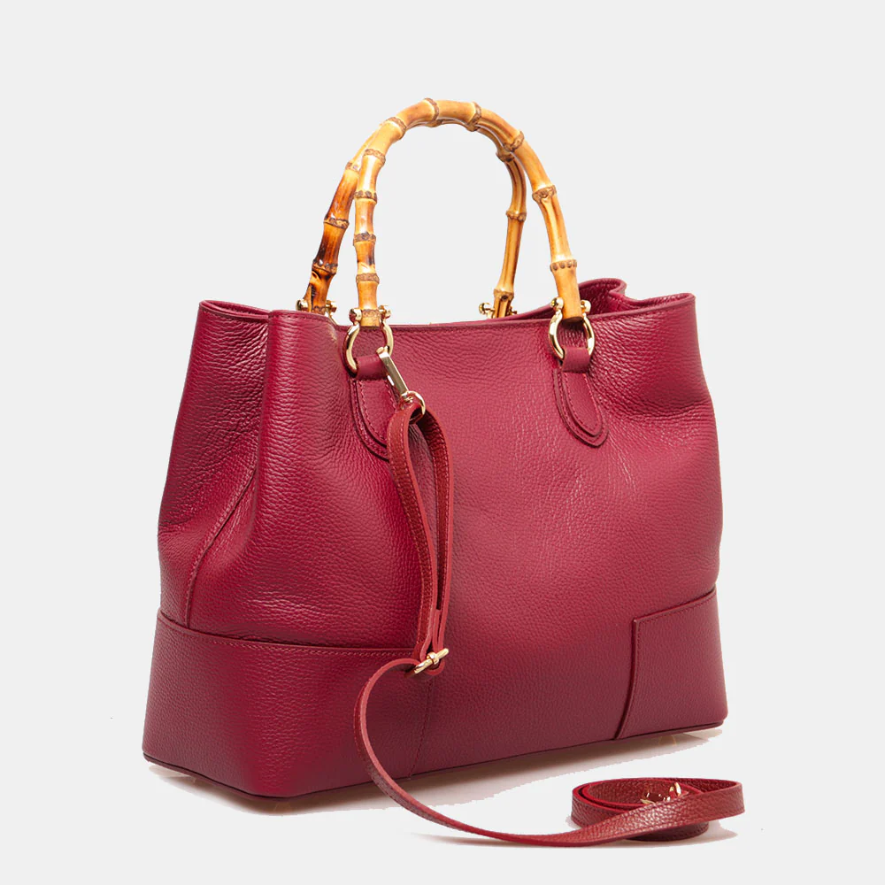 Borsa Grande VIAVERDI in Pelle Bordeaux Made in Italy linea Volterra - Image 5