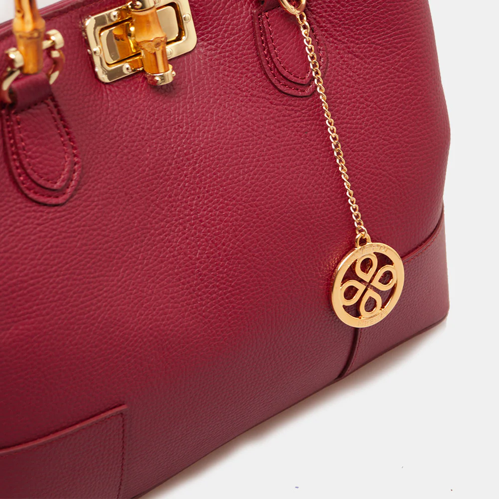 Borsa Grande VIAVERDI in Pelle Bordeaux Made in Italy linea Volterra - Image 9