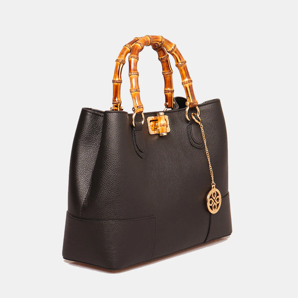 Borsa Grande VIAVERDI in Pelle Nera Made in Italy linea Volterra - Image 3