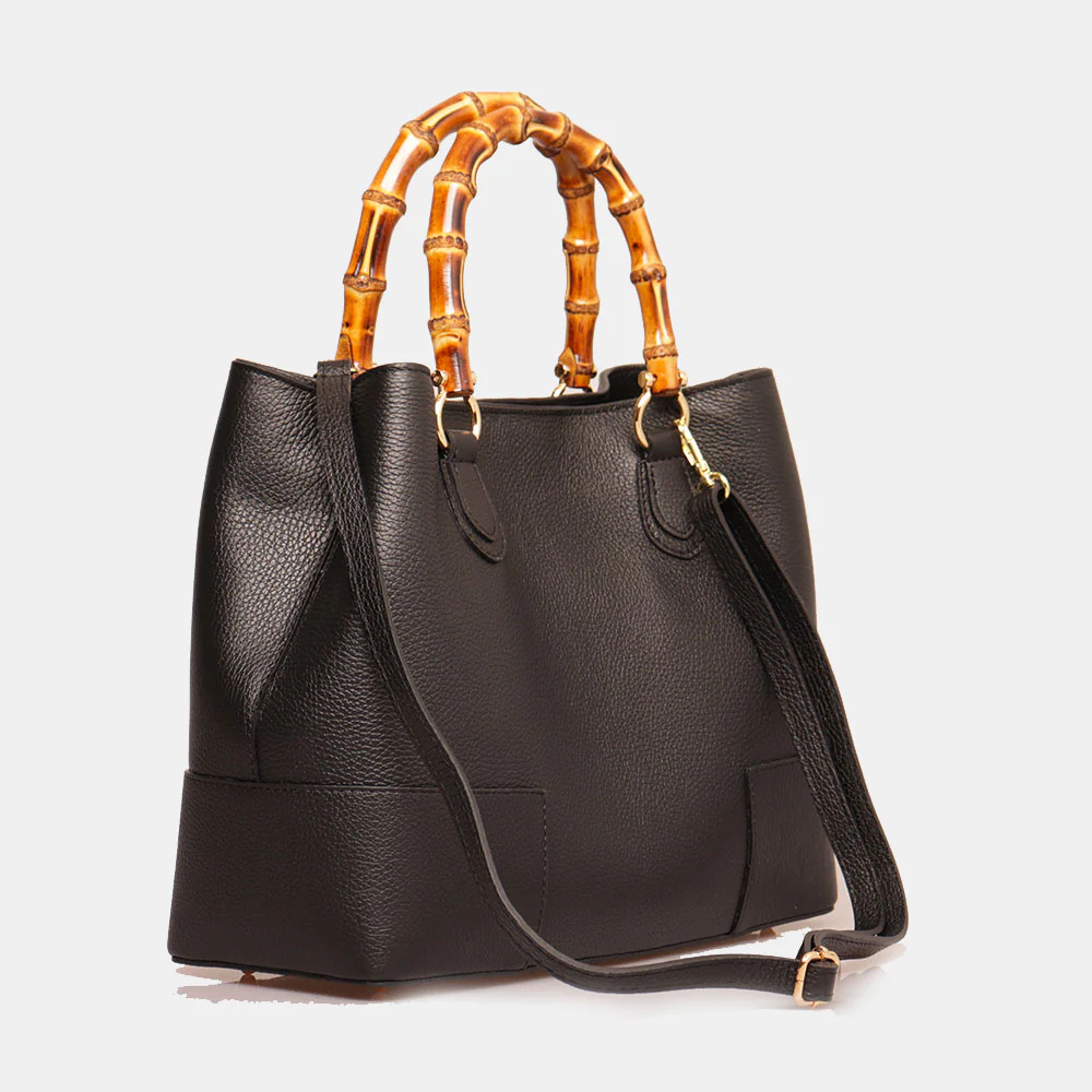 Borsa Grande VIAVERDI in Pelle Nera Made in Italy linea Volterra - Image 5
