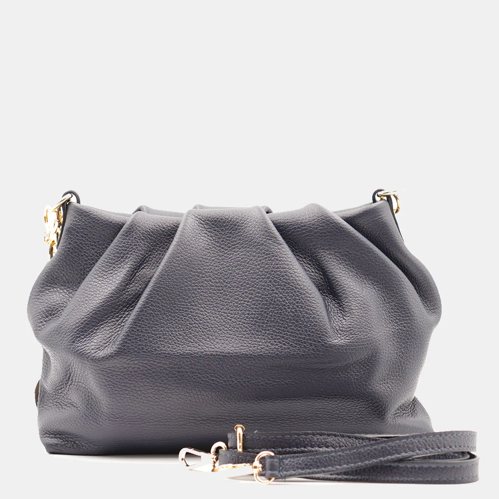 Borsa Hobo a Spalla con Catena VIAVERDI in Pelle Blu Made in Italy linea Monteriggioni - Image 5